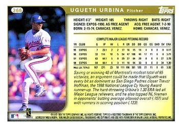 1999 Topps #366 Ugueth Urbina Back