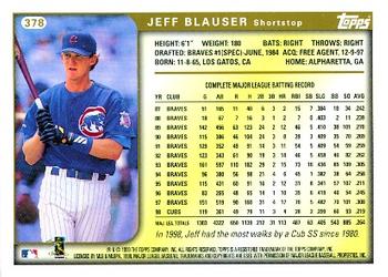 1999 Topps #378 Jeff Blauser Back