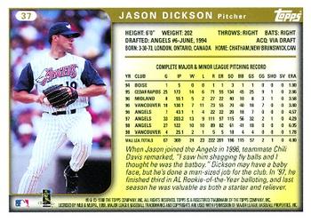 1999 Topps #37 Jason Dickson Back