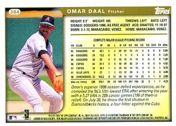1999 Topps #384 Omar Daal Back