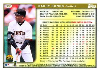 1999 Topps #395 Barry Bonds Back