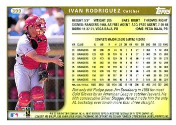 1999 Topps #399 Ivan Rodriguez Back