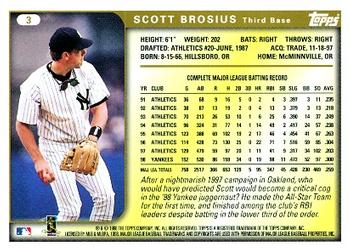 1999 Topps #3 Scott Brosius Back