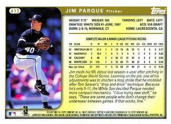 1999 Topps #413 Jim Parque Back