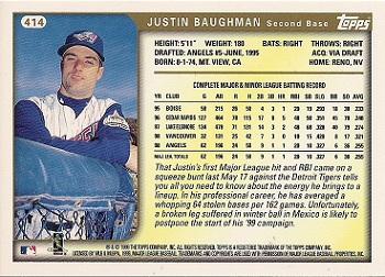 1999 Topps #414 Justin Baughman Back