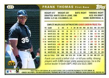 1999 Topps #423 Frank Thomas Back