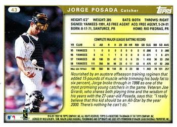 1999 Topps #43 Jorge Posada Back