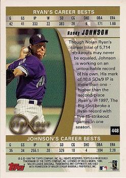 1999 Topps #448 Randy Johnson Back