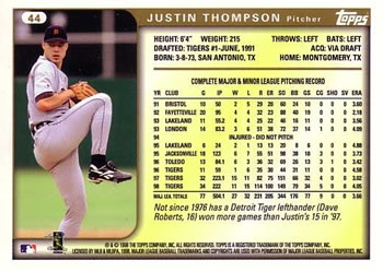 1999 Topps #44 Justin Thompson Back