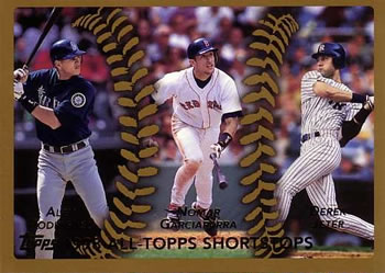 1999 Topps #452 All-Topps Shortstops (Alex Rodriguez / Nomar Garciaparra / Derek Jeter) Front