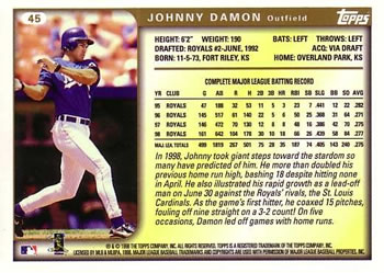 1999 Topps #45 Johnny Damon Back