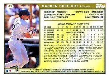 1999 Topps #49 Darren Dreifort Back