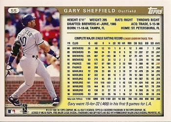1999 Topps #55 Gary Sheffield Back