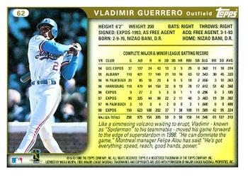 1999 Topps #62 Vladimir Guerrero Back
