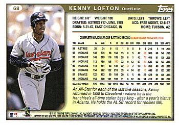 1999 Topps #68 Kenny Lofton Back