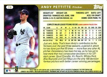 1999 Topps #74 Andy Pettitte Back