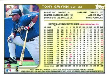 1999 Topps #75 Tony Gwynn Back