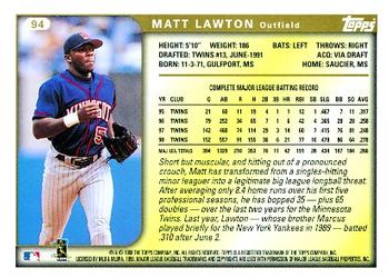 1999 Topps #94 Matt Lawton Back