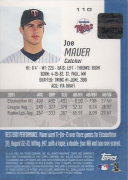 2002 Bowman's Best - Uncirculated #110 Joe Mauer Back