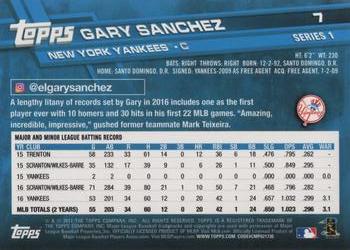 2017 Topps #7 Gary Sanchez Back