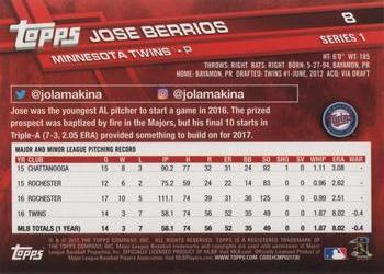 2017 Topps #8 Jose Berrios Back