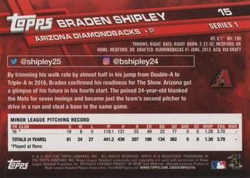 2017 Topps #15 Braden Shipley Back