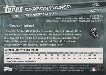 2017 Topps #33 Carson Fulmer Back