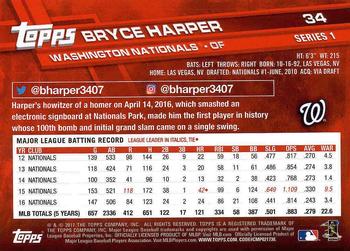 2017 Topps #34 Bryce Harper Back