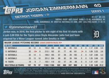 2017 Topps #40 Jordan Zimmermann Back