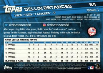 2017 Topps #54 Dellin Betances Back