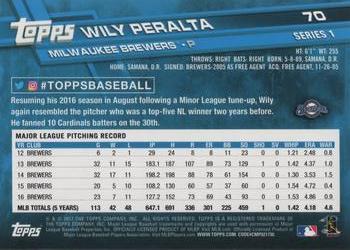 2017 Topps #70 Wily Peralta Back