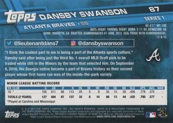 2017 Topps #87 Dansby Swanson Back
