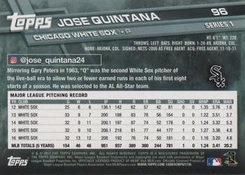 2017 Topps #96 Jose Quintana Back