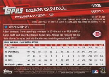 2017 Topps #128 Adam Duvall Back