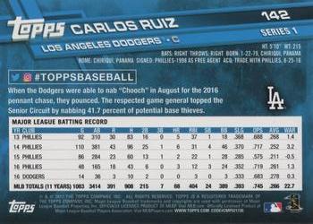 2017 Topps #142 Carlos Ruiz Back