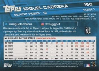 2017 Topps #150 Miguel Cabrera Back