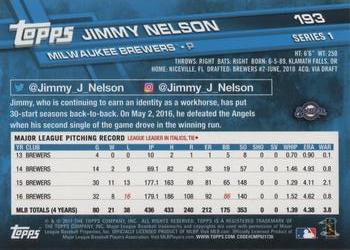 2017 Topps #193 Jimmy Nelson Back