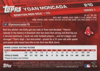 2017 Topps #210 Yoan Moncada Back
