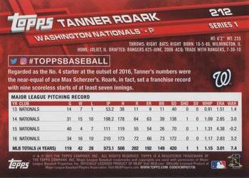 2017 Topps #212 Tanner Roark Back