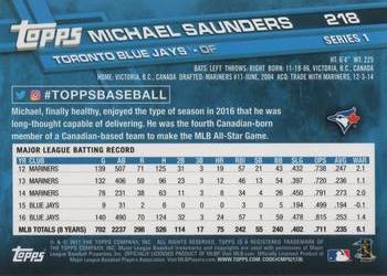 2017 Topps #218 Michael Saunders Back