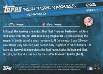 2017 Topps #249 New York Yankees Back
