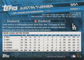 2017 Topps #251 Justin Turner Back