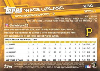 2017 Topps #254 Wade LeBlanc Back