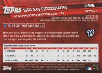 2017 Topps #289 Brian Goodwin Back