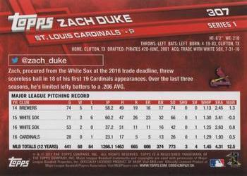 2017 Topps #307 Zach Duke Back