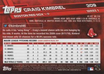 2017 Topps #309 Craig Kimbrel Back