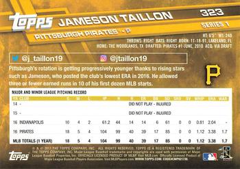 2017 Topps #323 Jameson Taillon Back