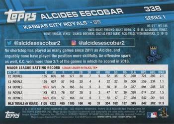 2017 Topps #338 Alcides Escobar Back