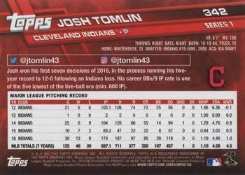 2017 Topps #342 Josh Tomlin Back