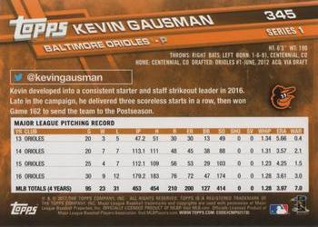 2017 Topps #345 Kevin Gausman Back
